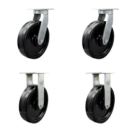 Service Caster 12'' Extra Heavy Duty Phenolic Wheel Caster Set 2 Swivel Locks 2 Rigid, 4PK CRAN-SCC-KP92S1230-PHR-BSL-2-R-2